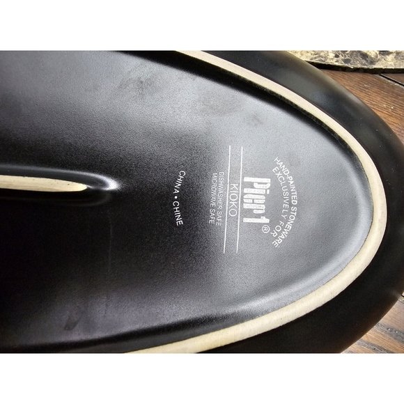 Pier One Kioko Collection Oval Platter 15.5" Long Green With Brown Flower - Picture 3 of 5